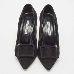 Manolo Blahnik Black Suede Maysale Pumps Size 37.5