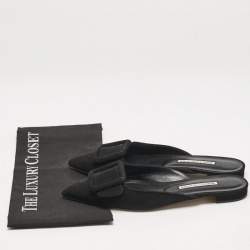 Manolo Blahnik Black Suede Maysale Flat Mules Size 38