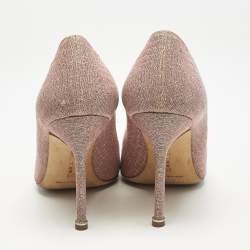Manolo Blahnik Pale Pink Metallic Lurex Fabric Hangisi Pumps Size 39