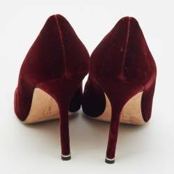 Manolo Blahnik Burgundy Velvet Hangisi Crystal Embellished Pumps Size 41