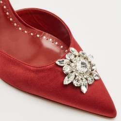 Manolo Blahnik Burgundy Satin Cassinasli Pumps Size 39.5