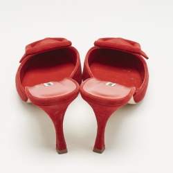Manolo Blahnik Red Suede Maysale Pointed Toe Mules Size 41