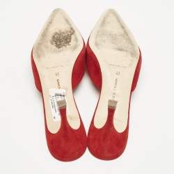 Manolo Blahnik Red Suede Maysale Pointed Toe Mules Size 41
