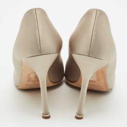 Manolo Blahnik Grey Lurex Fabric Hangisi Pumps Size 38.5