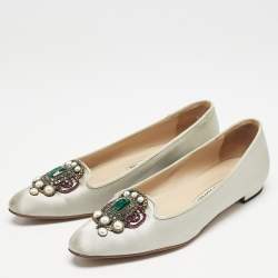 Manolo Blahnik Grey Satin Eufrasia Smoking Slippers Size 35