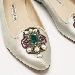 Manolo Blahnik Grey Satin Eufrasia Smoking Slippers Size 35