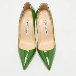 Manolo Blahnik Green Patent Leather BB Pumps Size 38