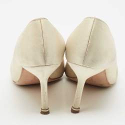 Manolo Blahnik Cream Satin Hangisi Pumps Size 37.5