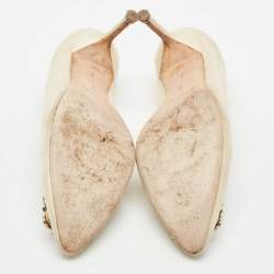Manolo Blahnik Cream Satin Hangisi Pumps Size 37.5