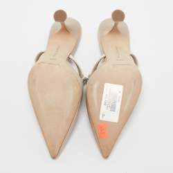 Manolo Blahnik Beige Satin Lutara Mules Size 36.5 
