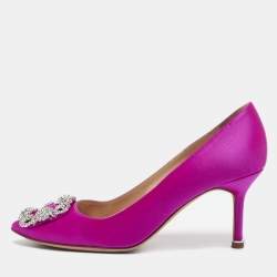 Manolo Blahnik Pink Satin Hangisi Pumps Size 36.5