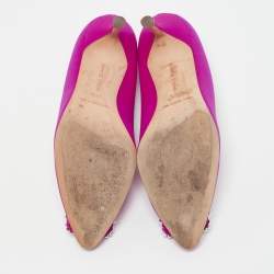 Manolo Blahnik Pink Satin Hangisi Pumps Size 36.5