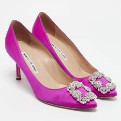 Manolo Blahnik Pink Satin Hangisi Pumps Size 36.5