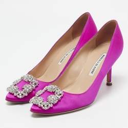 Manolo Blahnik Pink Satin Hangisi Pumps Size 36.5