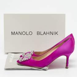 Manolo Blahnik Pink Satin Hangisi Pumps Size 36.5