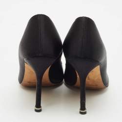 Manolo Blahnik Black Satin Hangisi Pumps Size 37