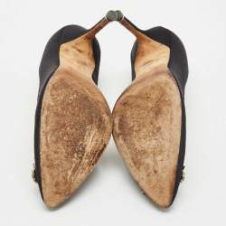Manolo Blahnik Black Satin Hangisi Pumps Size 37