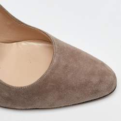 Manolo Blahnik Light Grey Suede Round Toe Pumps Size 38