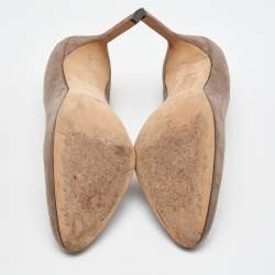 Manolo Blahnik Light Grey Suede Round Toe Pumps Size 38