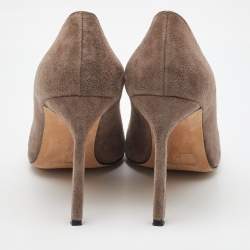 Manolo Blahnik Light Grey Suede Round Toe Pumps Size 38