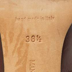 Pre Owned Manolo Blahnik Brown Leather Round Toe Pumps Size 38.5