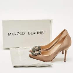 Manolo Blahnik Bronze Satin Hangisi Pumps Size 35.5