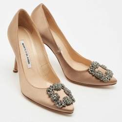 Manolo Blahnik Bronze Satin Hangisi Pumps Size 35.5
