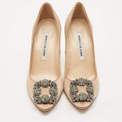 Manolo Blahnik Bronze Satin Hangisi Pumps Size 35.5