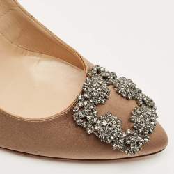 Manolo Blahnik Bronze Satin Hangisi Pumps Size 35.5