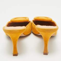Manolo Blahnik Mustard Suede Maysale Mules Size 36.5
