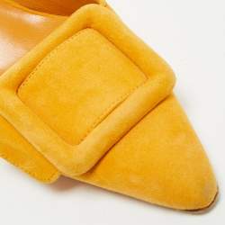 Manolo Blahnik Mustard Suede Maysale Mules Size 36.5