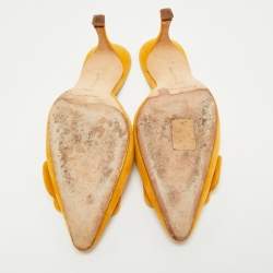 Manolo Blahnik Mustard Suede Maysale Mules Size 36.5