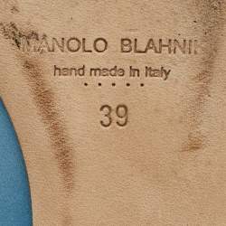 Manolo Blahnik Light Blue Satin Hangisi Ballet Flats Size 39