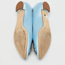 Manolo Blahnik Light Blue Satin Hangisi Ballet Flats Size 39