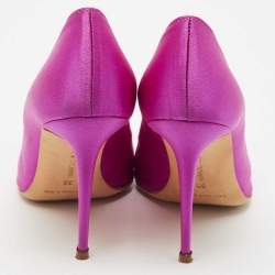 Manolo Blahnik Fuschia Satin Crystal Embellished Borlak Pumps Size 36