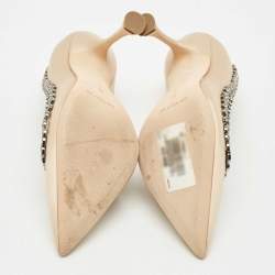 Manolo Blahnik Beige Satin Trionfa Pumps Size 37