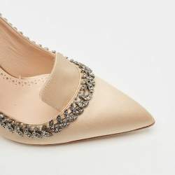 Manolo Blahnik Beige Satin Trionfa Pumps Size 37