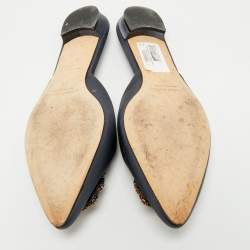 Manolo Blahnik Grey Satin Hangisi Flat Mules Size 39