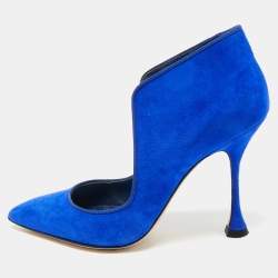 Manolo Blahnik Blue Suede Espedal Pumps Size 36.5