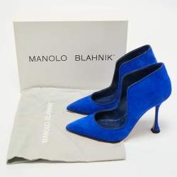 Pre Owned Manolo Blahnik Blue Suede Espedal Pumps Size 36.5