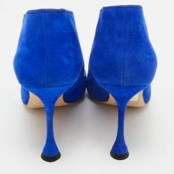 Pre Owned Manolo Blahnik Blue Suede Espedal Pumps Size 36.5
