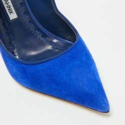 Pre Owned Manolo Blahnik Blue Suede Espedal Pumps Size 36.5