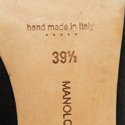 Pre Owned Manolo Blahnik Silver/Black Leather and Suede Osmana Pointed Toe Pumps Size 39.5