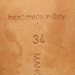 Pre Owned Manolo Blahnik Cream Satin Crystal Embellished Borlak Pumps Size 34