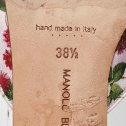 Pre Owned Manolo Blahnik Light Purple Floral Print Satin Maysalebi Mules Size 38.5