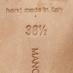 Pre Owned Manolo Blahnik Light Yellow Satin Lace Detail Mules Size 38.5