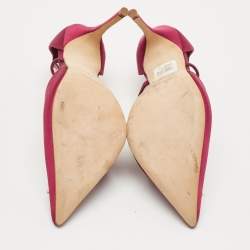 Pre Owned Manolo Blahnik Burgundy Satin Lala Pumps Size 38.5 