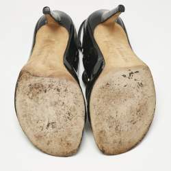 Pre Owned Manolo Blahnik Black Mesh and Leather Slingback Sandals Size 37.5