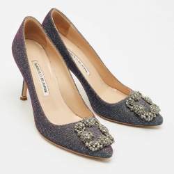 Pre Owned Manolo Blahnik Multicolor Glitter Fabric Hangisi Pumps Size 37