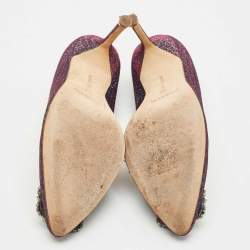 Pre Owned Manolo Blahnik Multicolor Glitter Fabric Hangisi Pumps Size 37